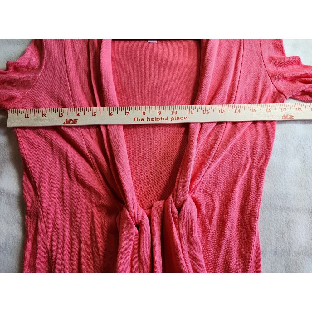 Lilly Pulitzer Coral Pink Pima Cotton Modal Tie Front Wrap Cardigan XS RN88189 - Picture 6 of 8